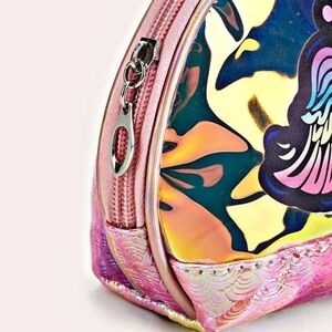 Holographic PRIDE Makeup Bag – Iridescent Mermaid Scale Roundtop Pouch Pink